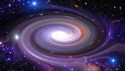 Wall Mural - Vivid cosmic illustration featuring a spiral galaxy with a bright center surrounded by swirling arms, set against a backdrop of countless stars and deep space, showcasing breathtaking celestial...