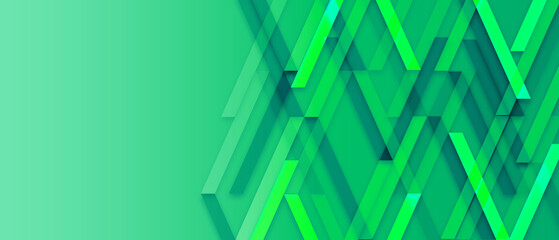 Wall Mural - Modern abstract green gradient geometric shapes background with dark green lines element