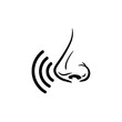 © Fervin - Hand drawn minimalist vector icon of a nose with scent waves