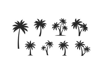 Collection of black palm tree silhouettes