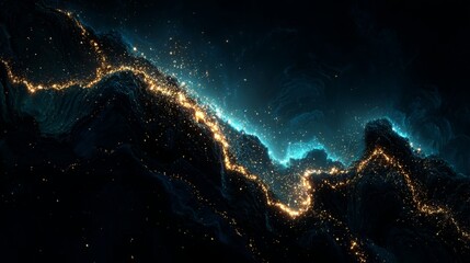 Wall Mural - Abstract cosmic landscape glowing nebula dark energy space