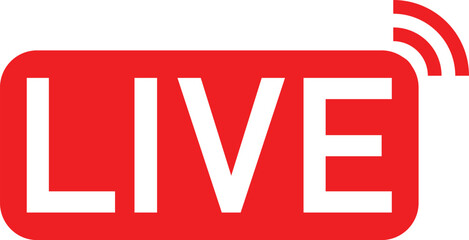 Live stream icon or button, Online broadcast logo, Vector illustration, Live Stream sign, emblem, logo, Vector Illustration, Social media icon live streaming,  Live stream flat logo, red vector design