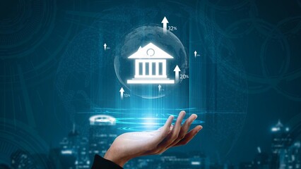 Wall Mural - Online banking and digital banking innovation combining finance and technology, optimizing online banking systems, mobile banking services, and fintech for seamless experience. Muxer