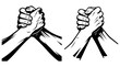 © msmdesign - Vector art of two pairs of hands clasped in a handshake, , symbolizing unity and collaboration