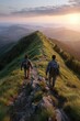 © borispain69 - Two hikers reach a mountain at sunset