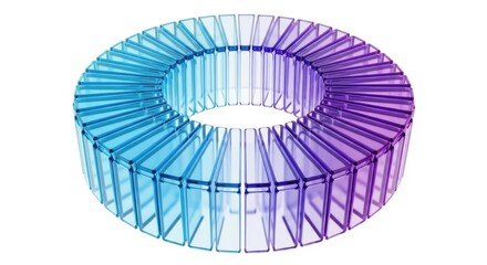 Abstract 3d geometric torus shape with gradient colors on white background