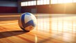 © Muhammad - A volleyball on a wooden gymnasium floor