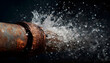 © Oleksiy - A rusty pipe bursts spraying water in a dramatic urgent scene highlighting a plumbing emergency and potential damage