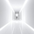 © Abdul - Empty white hallway, modern and minimalist.  Bright, sleek, and spacious.  Linear lighting accentuates the polished floor