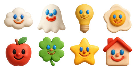 Wall Mural - Colorful playful cartoon emoji icons.