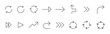 © icons gate - Minimal line arrows icon set. Including; refresh, direction, rotation, forward, and movement concepts. in thin line style. Editable stroke