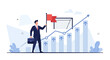© SINGGIH - Businessperson Celebrating Achievement While Raising Flag Near Goal And Growing Graph Illustrating