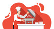 © SINTA - Chef opening a buffet serving dish illustration, food service business cartoon concept design