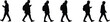 © Joyaber's World - Silhouette evolution of walking person, mobile phone usage, posture change, modern lifestyle, technology influence, urban fashion, backpack, hat, communication, digital era