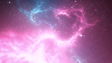Wall Mural - Vibrant Cosmic Nebula with Swirling Pink and Blue Hues and Distant Stars.