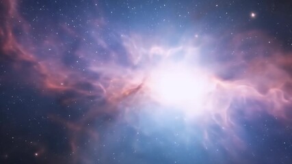 Wall Mural - Vibrant Nebula in Deep Space with Glowing Stars.
