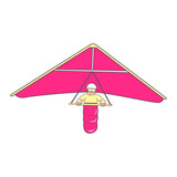 Illustration of Hang Glider with Pink Wing on Transparent Background Person Wearing Yellow Outfit and White Helmet Holding Control Bar and Smiling