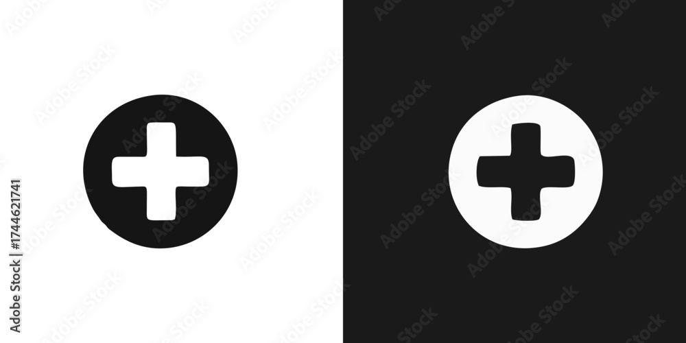 Modern medical plus sign icon set for healthcare, first aid and safety ...