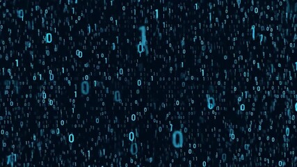 Digital rain of binary code falling as data stream concept for background animation
