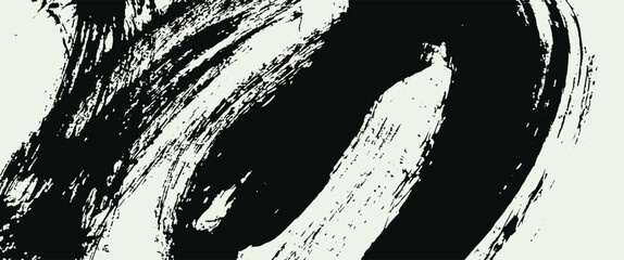 Wall Mural - Paint brush stroke. Dynamic swirl. Abstract background pattern. Black vector splash. Watercolor spray shape. Grunge dust texture. Ink line. Hand-drawn smear. Retro design. Graphic art banner