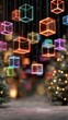 © aun - Colorful Floating Gift Boxes with Bokeh Lights for Holiday Decoration