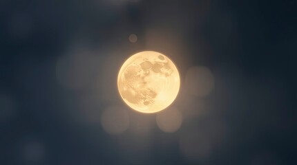Wall Mural - Moon rendered with a blurred bokeh effect and soft cinematic haze, featuring a soft focus and hazy background