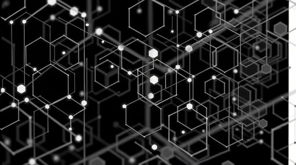 Wall Mural - Abstract network connection background with hexagons and dots for technology design