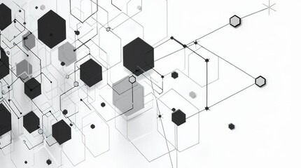Wall Mural - Abstract network connection background with hexagons for science and technology concept