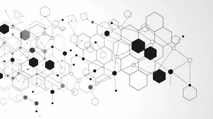 Wall Mural - Abstract technology networking background with hexagons and circles for digital design use