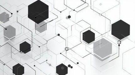 Wall Mural - Abstract network technology background with hexagons and lines connection concept design