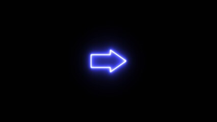 Wall Mural - Neon right direction arrow icon. Arrow-shaped neon sign. Neon right arrow icon illustration on black background.