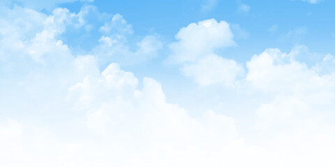 Wall Mural - Blue sky with beautiful natural white clouds. Blue Sky vector
