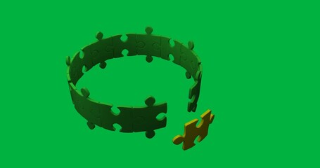 Wall Mural - National Puzzle Day celebrates digital animation puzzles with green and yellow icons.