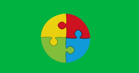 Wall Mural - Colorful digital animation puzzle icon celebrates National Puzzle Day.