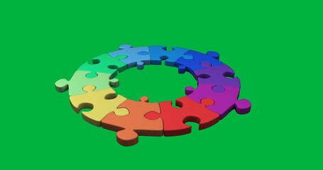 Wall Mural - Colorful digital animation puzzle icon celebrates National Puzzle Day.