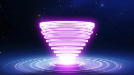 Wall Mural - A cosmic video scene with a glowing portal on a starry background. Shot from a low angle, capturing the vibrant, swirling energy and distant stars. Live desktop wallpaper.