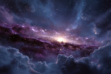 Wall Mural - Cosmic beauty of the galaxy illuminated by distant stars and swirling clouds of cosmic dust in a vast universe