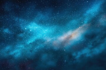 Wall Mural - Vibrant nebula and countless stars illuminate the night sky in a captivating cosmic display over a tranquil landscape