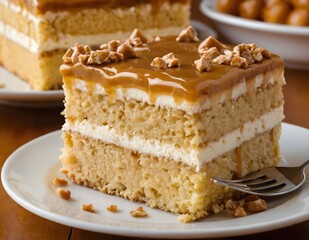 Wall Mural - butterscotch poke cake on a plate