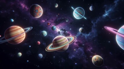 Wall Mural - Planets in Space Colorful Galaxy Cosmic Background Universe