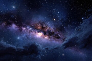 Wall Mural - Stunning deep space wallpaper featuring a vibrant starry sky with swirling galaxies and luminous celestial bodies illuminating the night