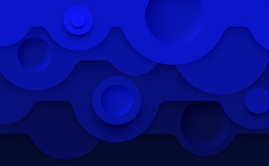 Wall Mural - Abstract blue background with circular wave pattern design