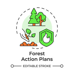 Wall Mural - Forest action plans multi color concept icon. Wildfire prevention, protection. Round shape line illustration. Ecology preservation. Abstract idea. Graphic design. Easy to use in brochure, booklet