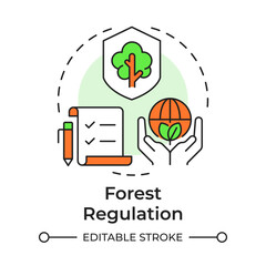 Wall Mural - Forest regulation multi color concept icon. Ecology preservation, environment protection. Round shape line illustration. Abstract idea. Graphic design. Easy to use in brochure, booklet