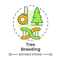 Wall Mural - Tree breeding multi color concept icon. Forestry science, biotechnology. Ecosystem, environment. Round shape line illustration. Abstract idea. Graphic design. Easy to use in brochure, booklet