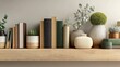 © Photographer - Elevate your space with this shelf of books and plants, a touch of modern elegance for your home decor project or creative interior design mood board