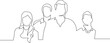 © Safdarali - Dynamic single line art showcasing business team collaboration, ideal for modern startup culture and innovative company branding materials, showing minimalist elegance