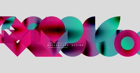 Wall Mural - Abstract geometric shapes, vibrant colors, modern design. Text reads background design within composition. Minimalist aesthetic.