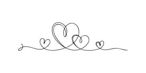 Naklejka na meble Continuous Line Drawing of Multiple Hearts Symbolizing Love