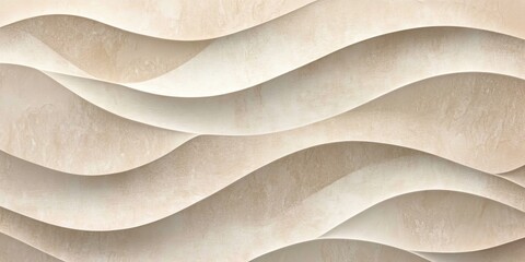 Canvas Print - Elegant Modern Beige Wave Texture Background with Abstract Sand Waves and 3D Curved Design Elements